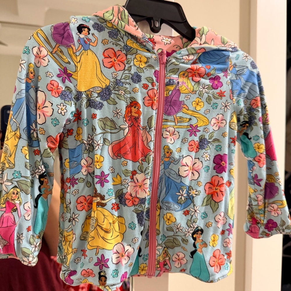 Posh peanut Disney Princess reversible Floral Hoodie with Blue and Pink